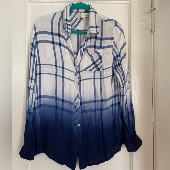 Vintage Havana Dip-Dye Plaid Flannel Shirt - Picture 1 of 3